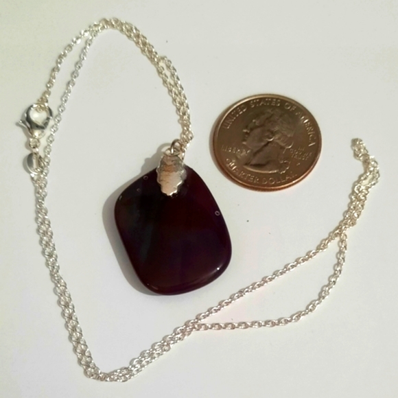 Two-tone Purple Fused Stained Glass Necklace - Picture 5 of 5